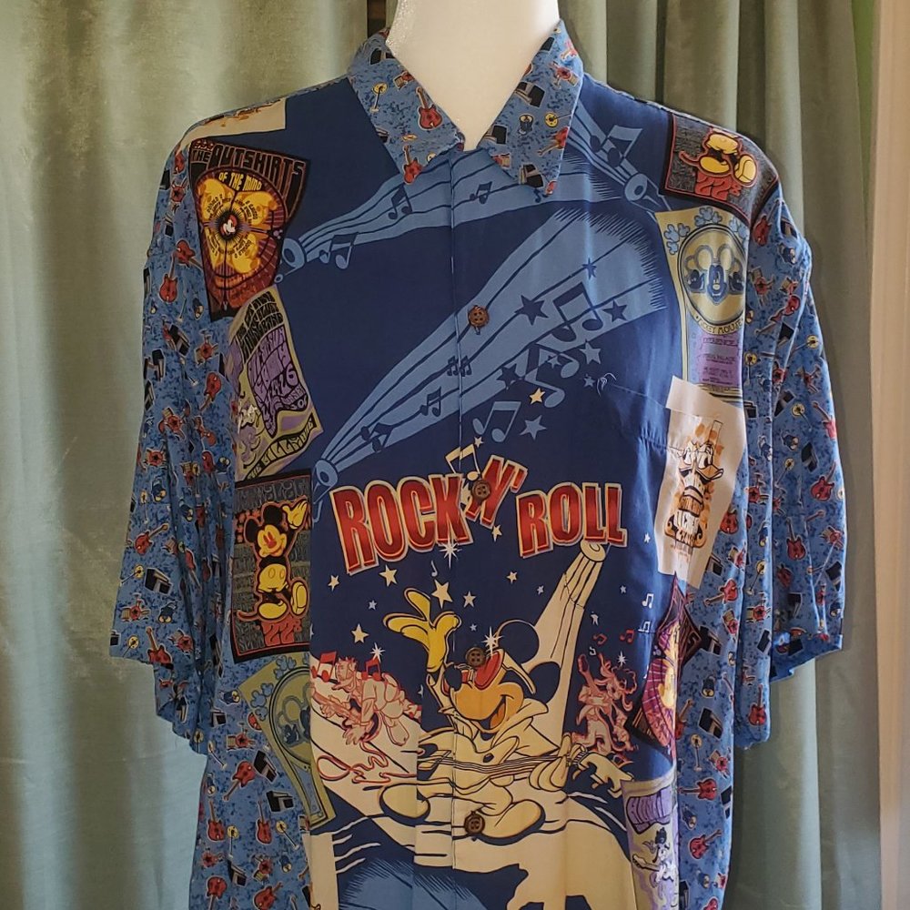 Disney Mickey Mouse Rock N Roll Reyn Spooner Men's XL Hawaiian Shirt